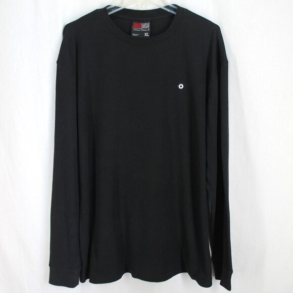 Southpole Long Sleeve Shirt Mens Size XL Black Waffle Knit Thermal Crewneck Tee - Picture 1 of 5